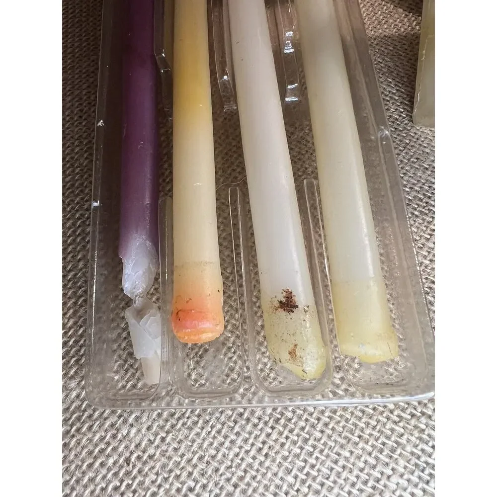 Lot of 8 VINTAGE Assorted Candles and Gold Candle Plate
